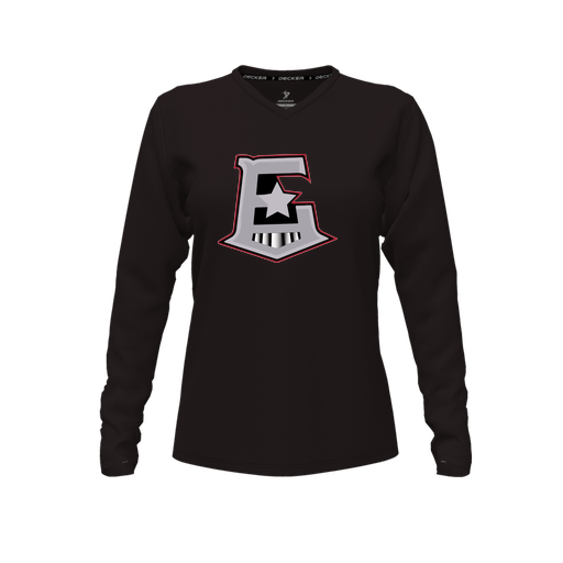 [FTLVPTBK-FYXS-LOGO1] Decker Performance T-Shirt (Female Youth XS, Black, V Neck, Logo 1, Long Sleeve)