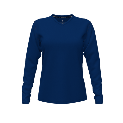 [FTLVPTNV-FYXS] Decker Performance T-Shirt (Female Youth XS, Navy, V Neck, None, Long Sleeve)