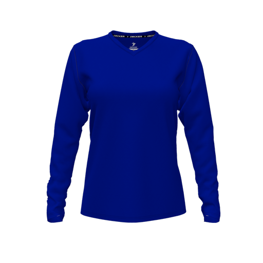 [DFW-TEES-PER-VNK-LSL-RYL-FYXS] Decker Performance T-Shirt (Female Youth XS, Royal, V Neck, None, Long Sleeve)