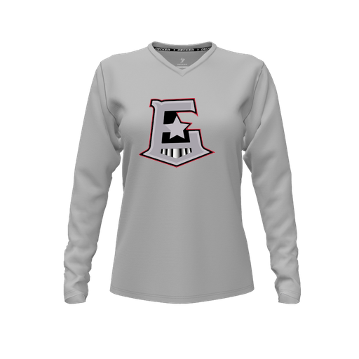 [FTLVPTGY-FYXS-LOGO1] Decker Performance T-Shirt (Female Youth XS, Gray, V Neck, Logo 1, Long Sleeve)