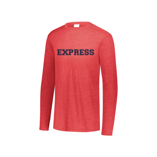 [FTLCUBRD-YS-LOGO2] Decker Youth Tri-Blend T-Shirt - Long Sleeve (Youth S, Red, Logo 2)